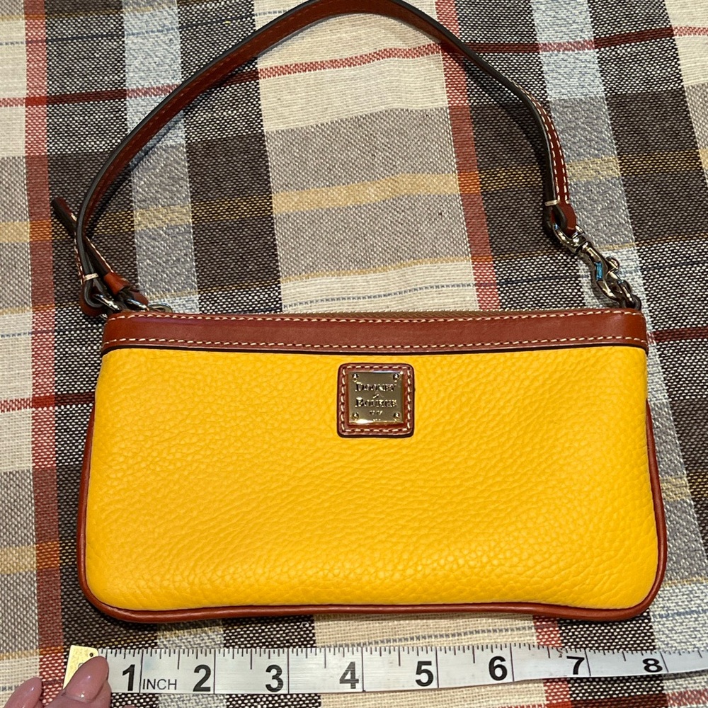 Dooney & Bourke Vibrant Yellow Wristlet with Brown Trim